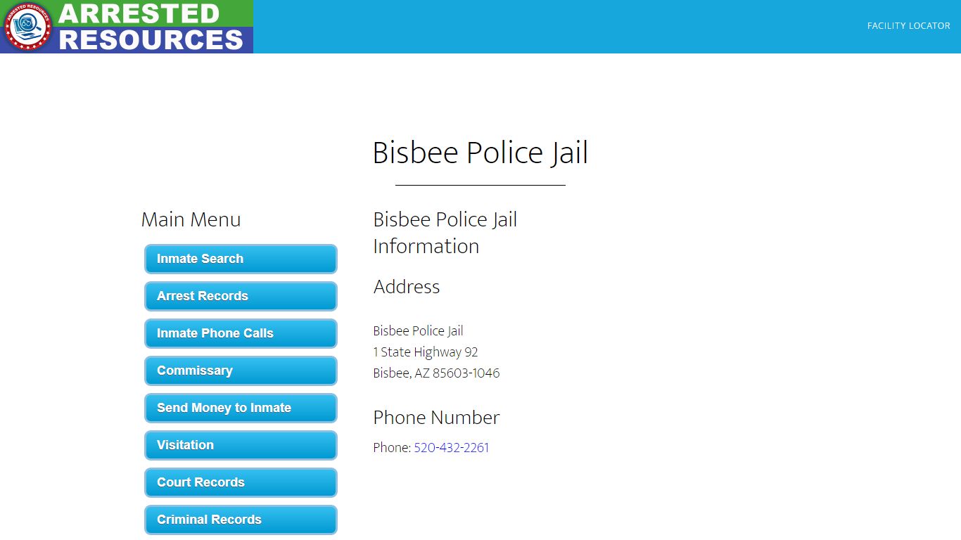 Bisbee Police Jail - Inmate Search - Bisbee, AZ